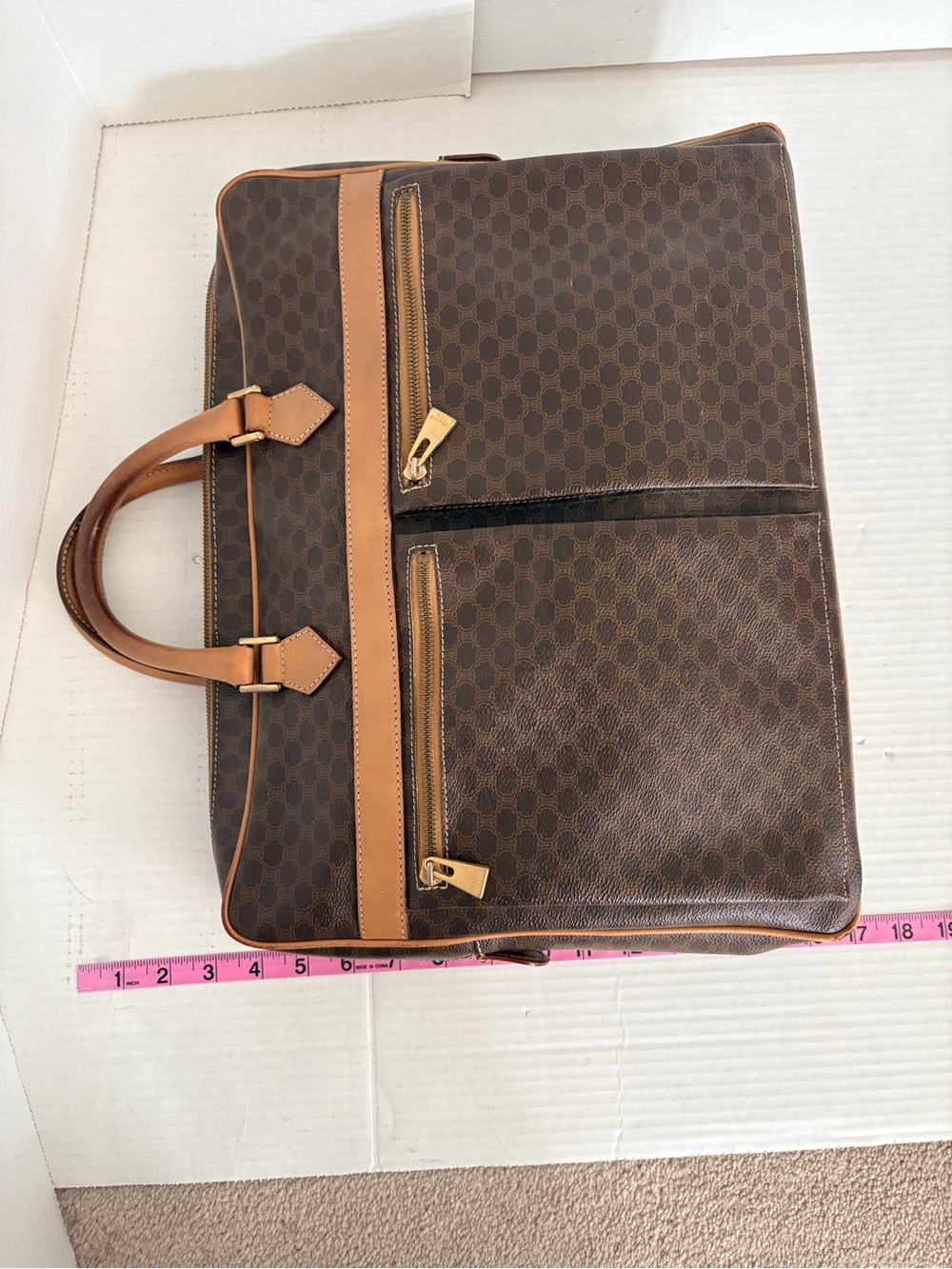 Celine Brown Patterned Leather Briefcase/laptop bag - Picture 5 of 16